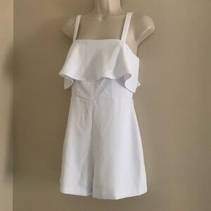 Express White Ruffle Jumpsuit